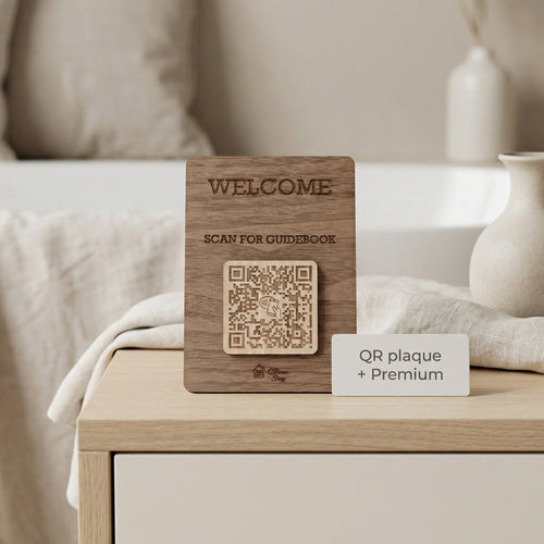 QR-bricka med NFC för hotellgästernas WiFi och information